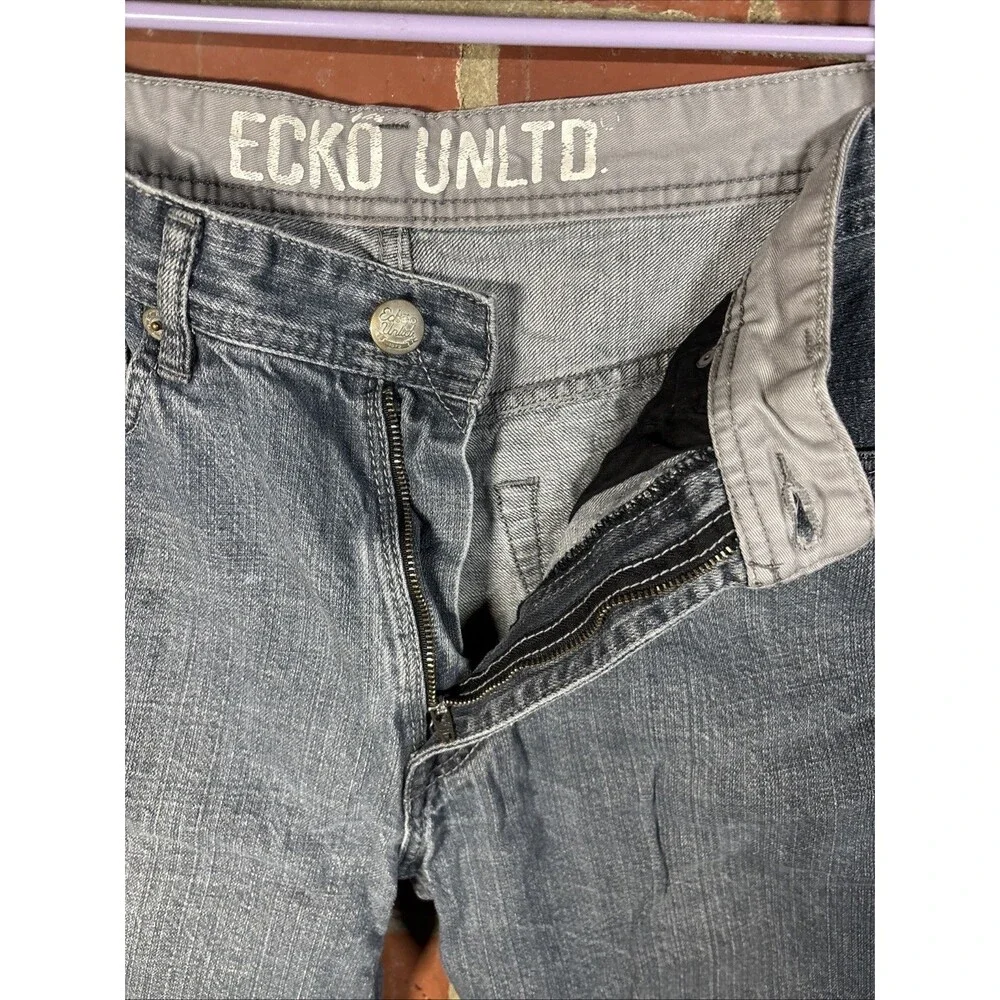 Vintage Y2K Ecko Unltd Unlimited Baggy Denim Shorts Hip Hop Embroidered Mens 34